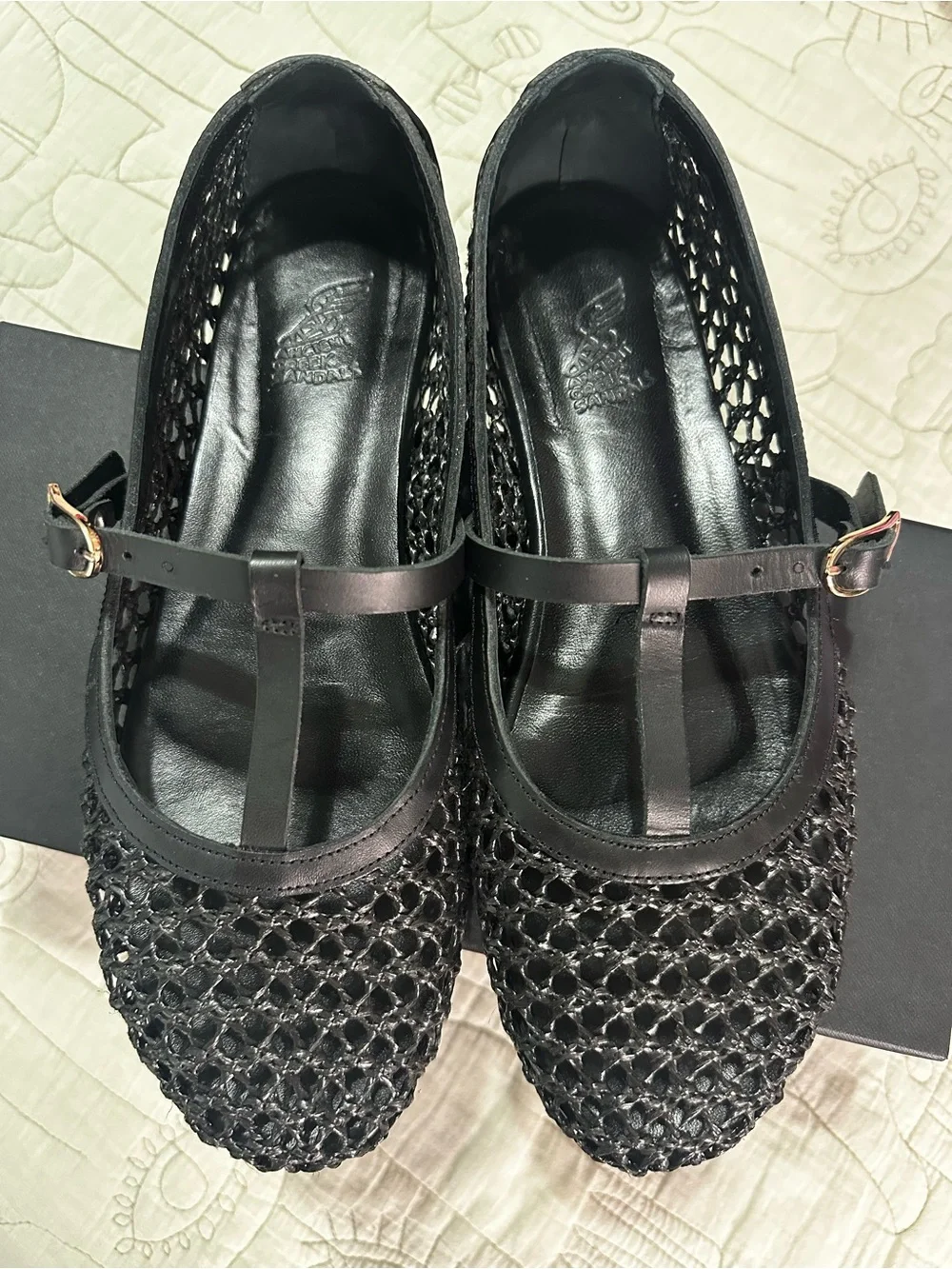 Ancient Greek Sandals Aerati Black Raffia Ballet Flats IT 40 / US 10 $380